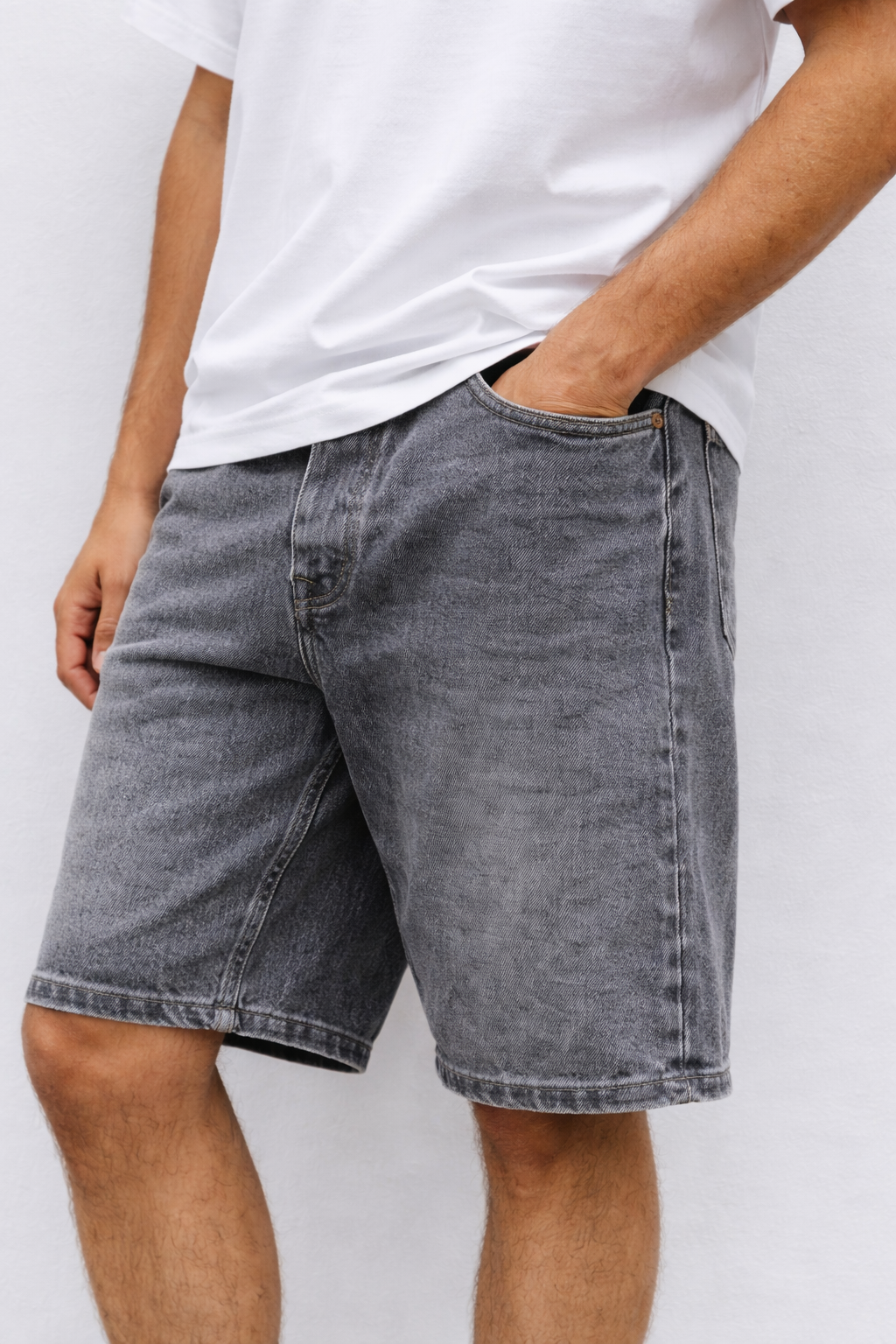 Short baggy denim SH099B Gris