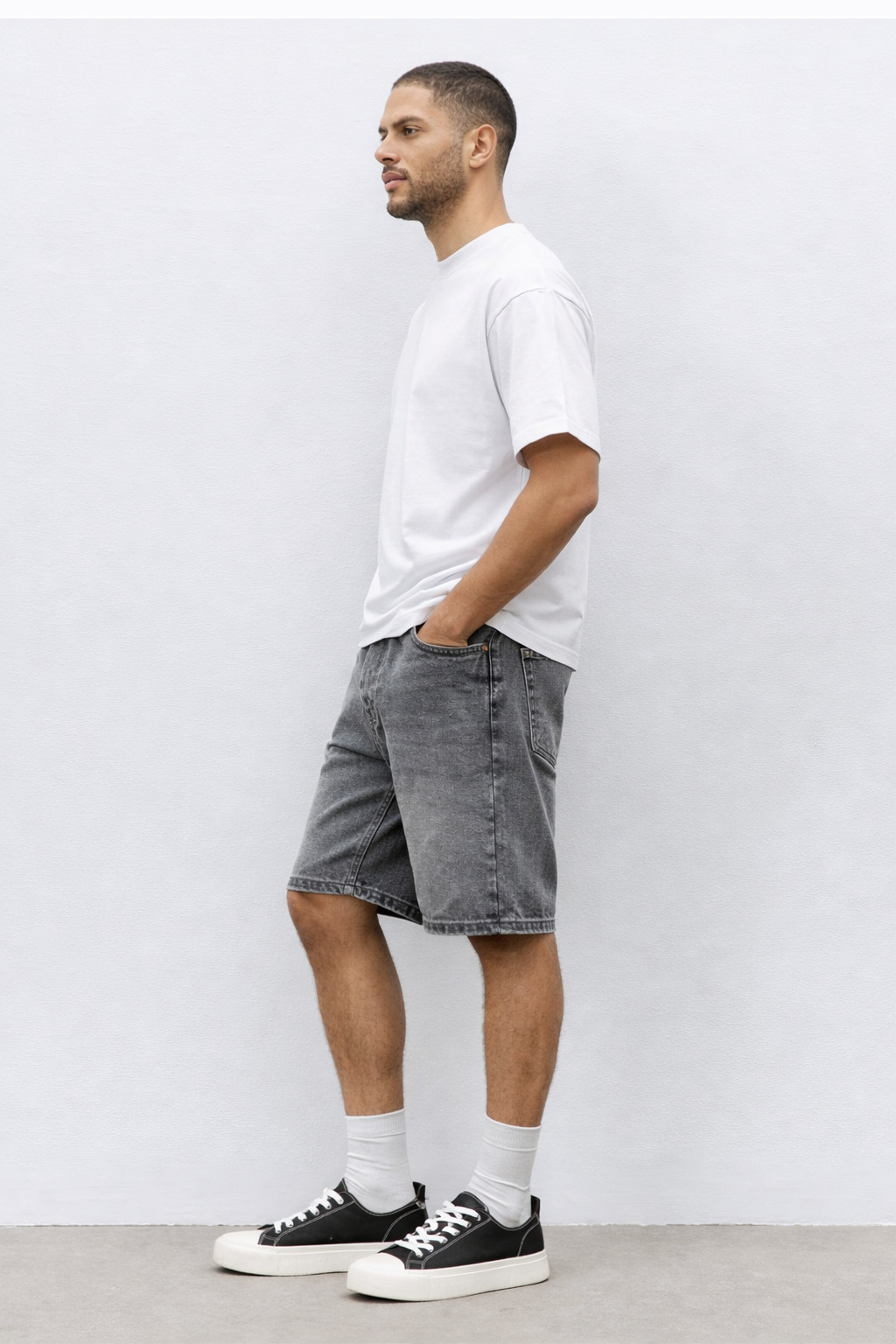 Short baggy denim SH099B Gris