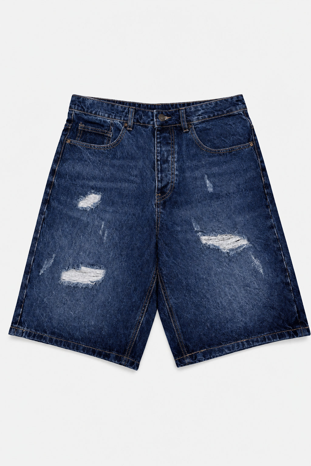 Short denim délavé et destroy SH100B Marine