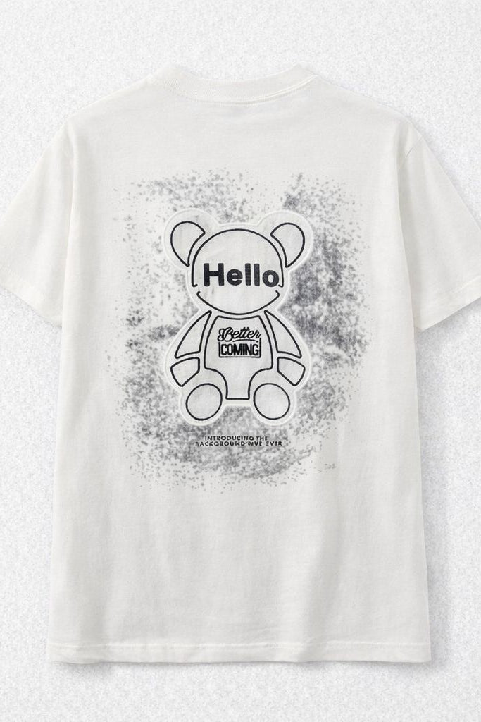 T-SHIRT TEDDY HELLO WHITE